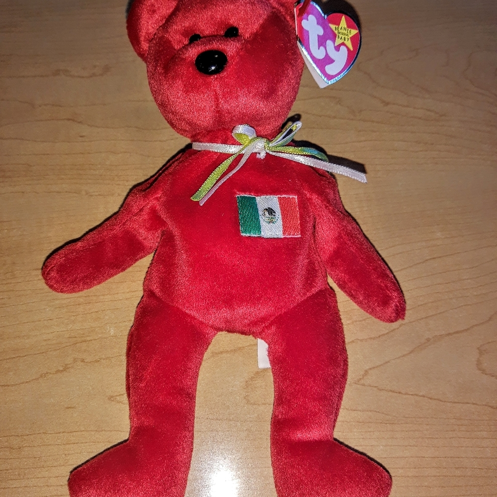 MEXICO FLAG TY RED BEANIE BEAR